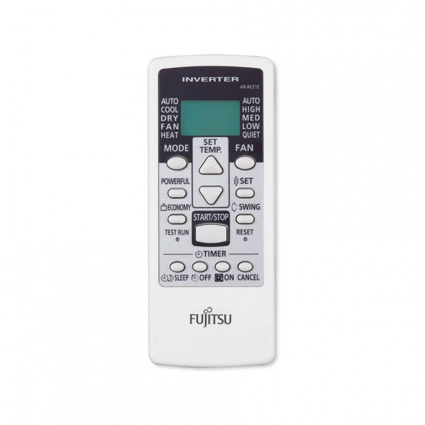 Mando a distancia blanco para aire acondicionado FUJ-3NGF87150 de Fujitsu con pantalla y múltiples botones