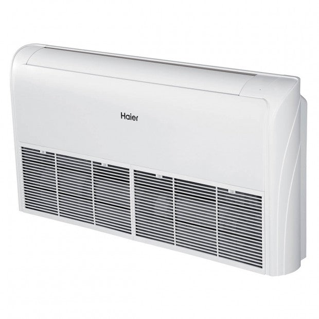 Unidad de sistema de climatización residencial suelo techo Haier en color blanco con diseño compacto