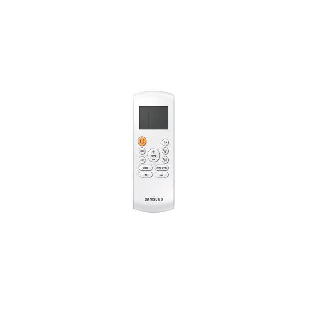 Control remoto blanco para aire acondicionado inverter Samsung SAM-F-AR09ART SILVER con pantalla y botones