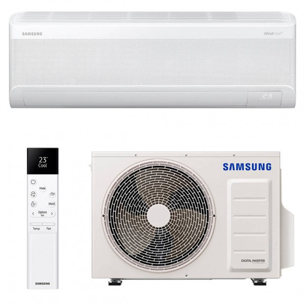 Mini split SAM-F-AR60F09NX de pared Samsung con unidad exterior, interior y control remoto blanco