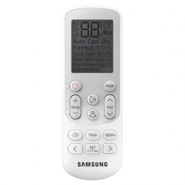Mando a distancia Samsung para sistema de climatización comercial con pantalla digital y botones de control
